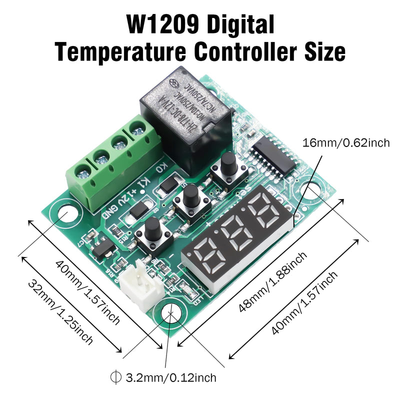 W1209 LED Digital Thermostat RUIZHI Pack of 2 W1209 Digital Temperature Controller Controller Temperature Temp Control Switch Module Board DC 12V -50~110°C with Waterproof Sensor Probe Heating/Cooling