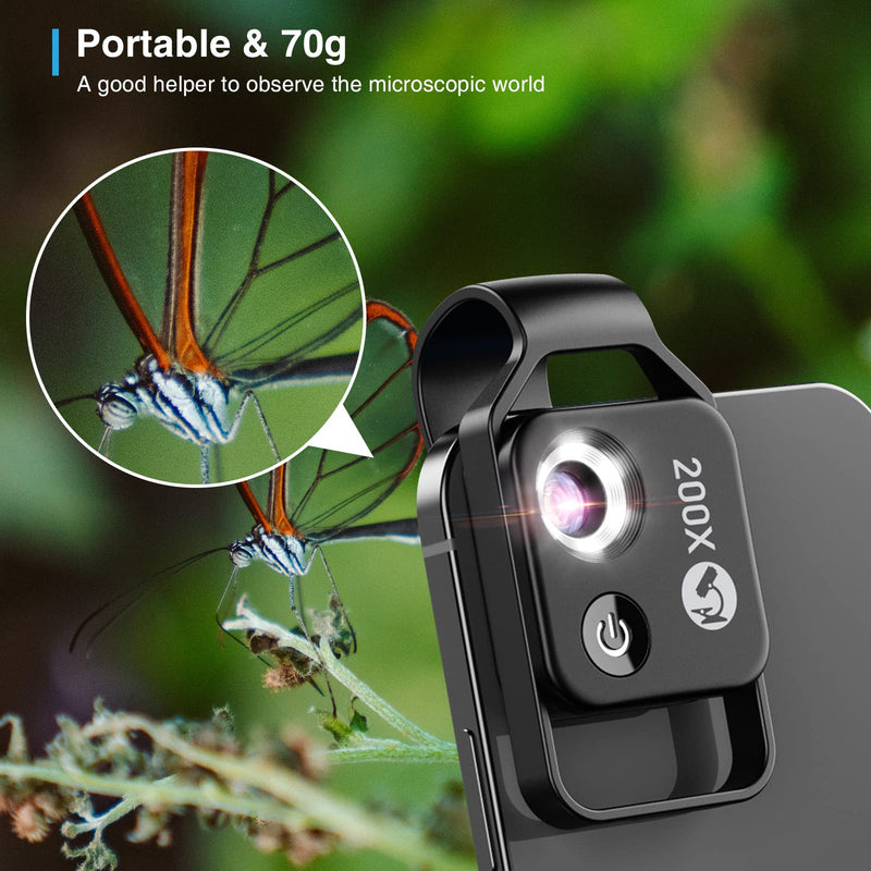 Mobile phone microscope, CAMOLO 200X USB microscopes HD digital microscope with 6 LEDs for children, teenagers, students, adults
