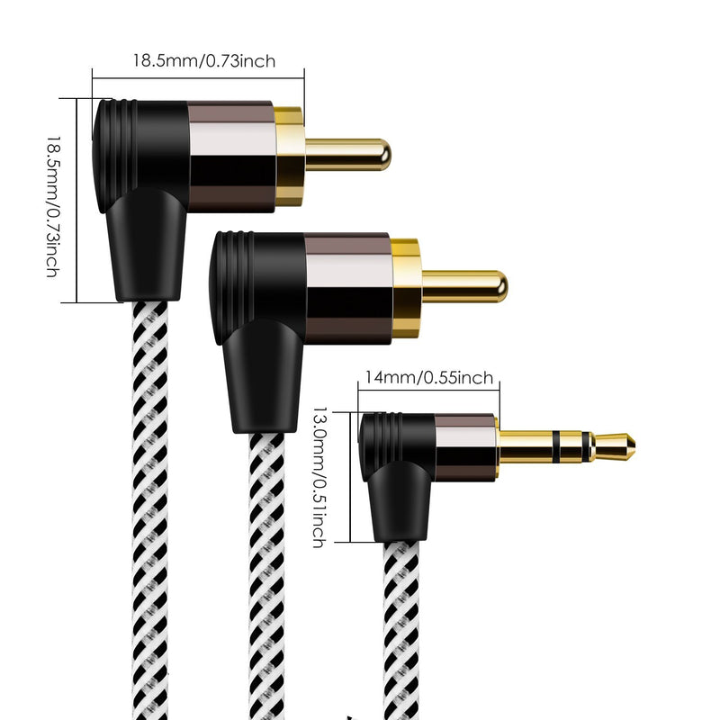 3.5mm to RCA Cable 3FT, CableCreation Angle RCA to 3.5mm Cable, 2RCA Male to 3.5mm Male Stereo Y Splitter Adapter Compatible with Phones, Laptop, HDTV, Speaker, Home Theater, Bluetooth Receiver 3.3 Feet