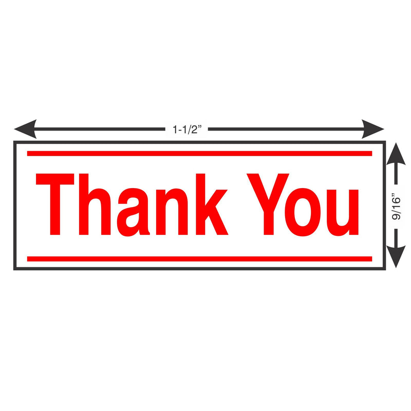 Supply360 AS-IMP1139R - Thank You w/Upper and Lower Bars, Red Ink, Heavy Duty Commerical Self-Inking Rubber Stamp, 9/16" x 1-1/2" Impression