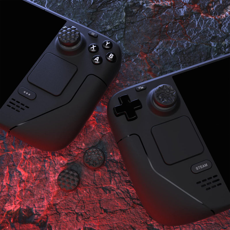 PlayVital Thumb Grip Caps for Steam Deck, Silicone Thumbsticks Grips Joystick Caps for Steam Deck - Diamond Grain & Crack Bomb Design