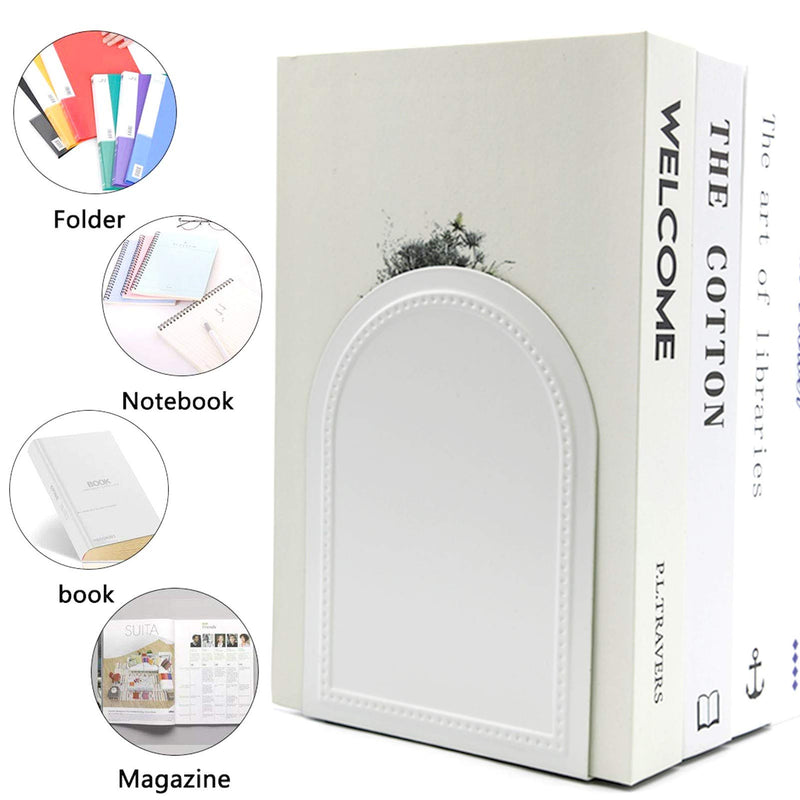 Bookends-Heavy Duty Bookends Metal Book Ends Universal Economy Bookends White