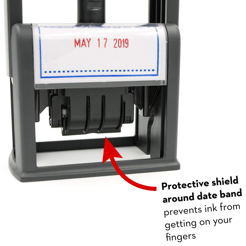 ZIGEL Heavy Duty Style Self Inking Date Stamp with Scanned - Style B - Blue/Red 2 Color Ink