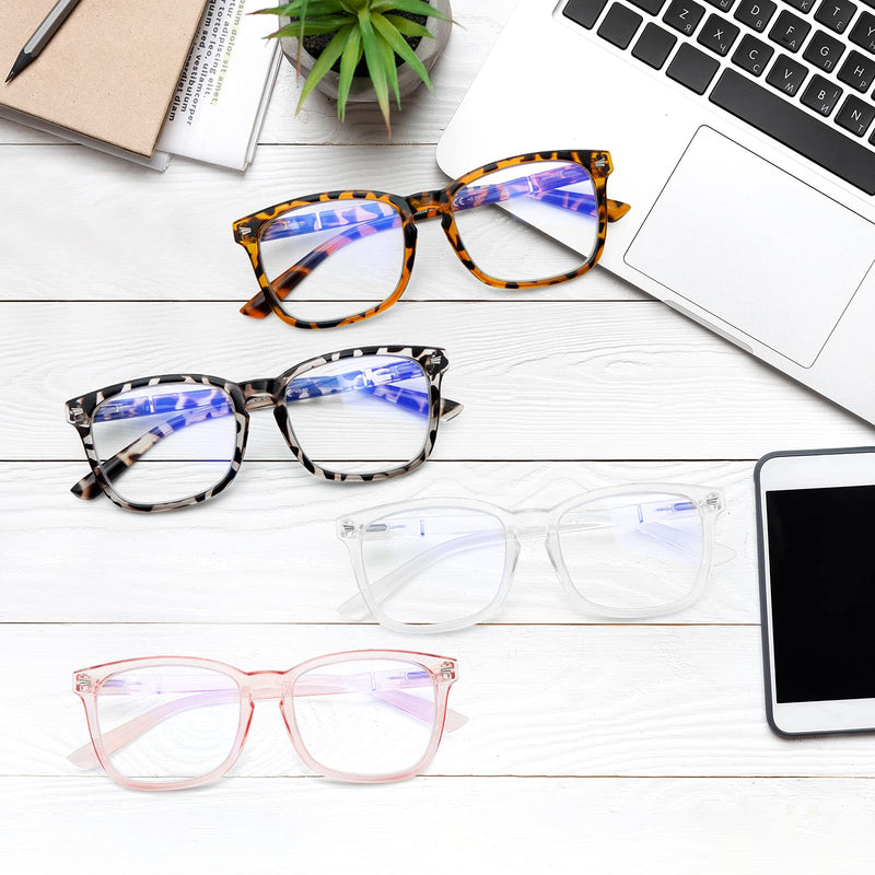 5 Pack Blue Light Blocking Reading Glasses Fashion Square Computer Glasses Women Men Comfort Reading Gaming TV Glasses 5 Mix 0.0 x