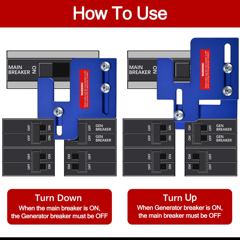 ACANORA Generator Interlock Kit Blue for Cutler Hammer CH and BR Series with Plug in Neutral Main 150 and 200 amp Panels, 1 1/4 - 1 7/16 Inch Spacing Between Main and Branch Breaker