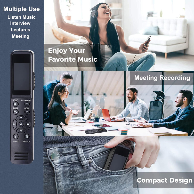 Digital Voice Recorder,Voice Activated Recorder with Playback - Upgraded Small Tape Sound Recorder for Lectures, Meetings, Interviews, 8GB Internal Memory with 32GB TF Card
