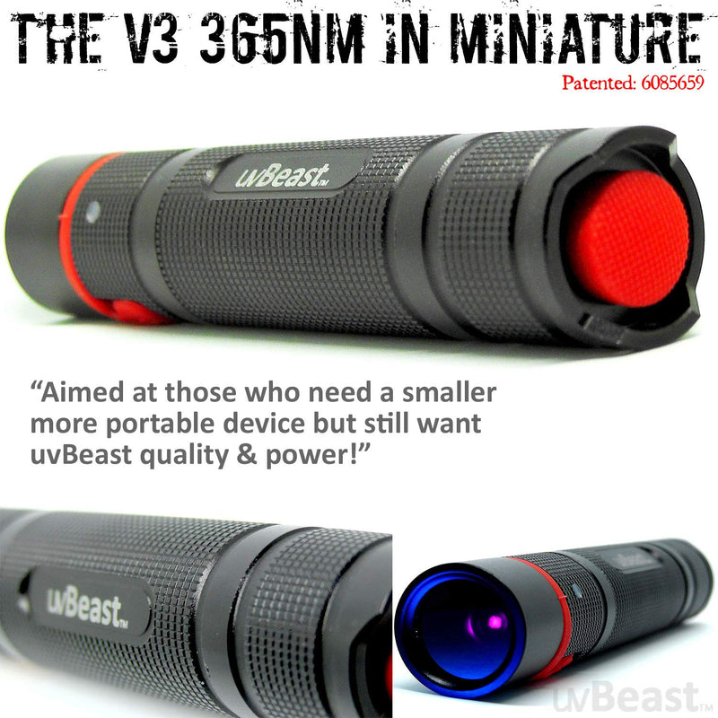 uvBeast NEW V3 365nm MINI - Black Light UV Flashlight – HIGH DEFINITION Ultraviolet - Rechargeable 18650 USB-C Quick charge Port - Professional Grade HIGH POWER UPGRADED LED – USA Stock