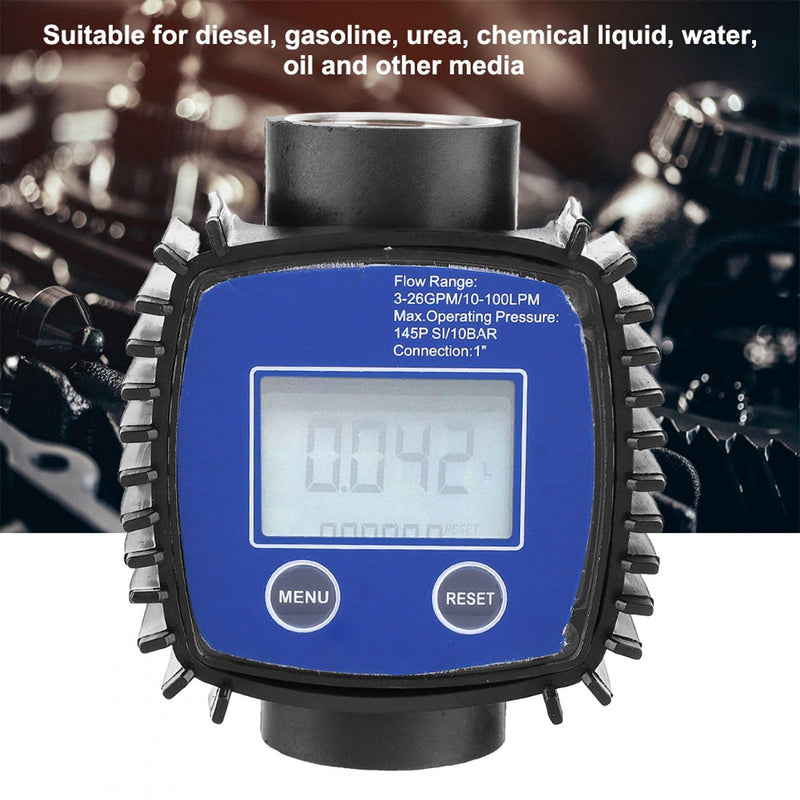 Flow meter digital display, high precision water diesel flow meter, flow meter for diesel petrol urea chemical liquids water oil, 1 inch internal thread, 5-120 liters/minute