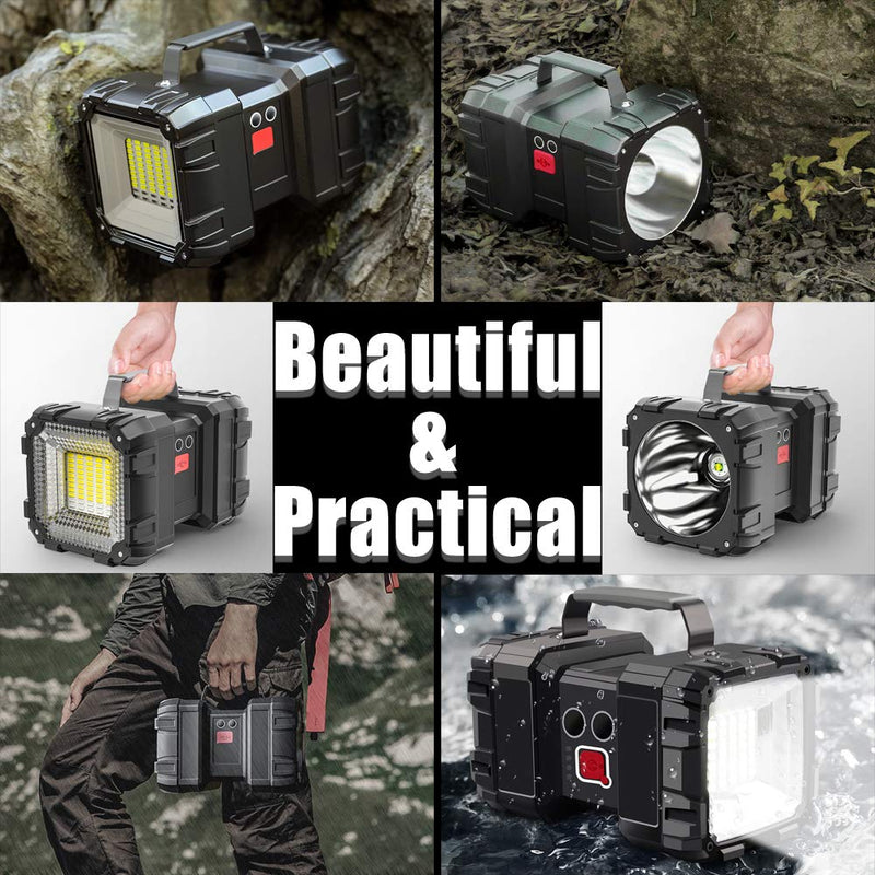 AlpsWolf Rechargeable Flashlight, LED Spotlight Flashlight 10000 Capacity 1200LM 20h Ultra-Long Standby 3+4 Lights Modes Camping Flashlight Waterproof with USB Output as a Power Bank Small