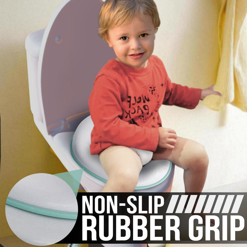 Potty Training Seat for Boys And Girls, Fits Round & Oval Toilets, Non-Slip with Splash Guard, Includes Free Storage Hook - Jool Baby Aqua
