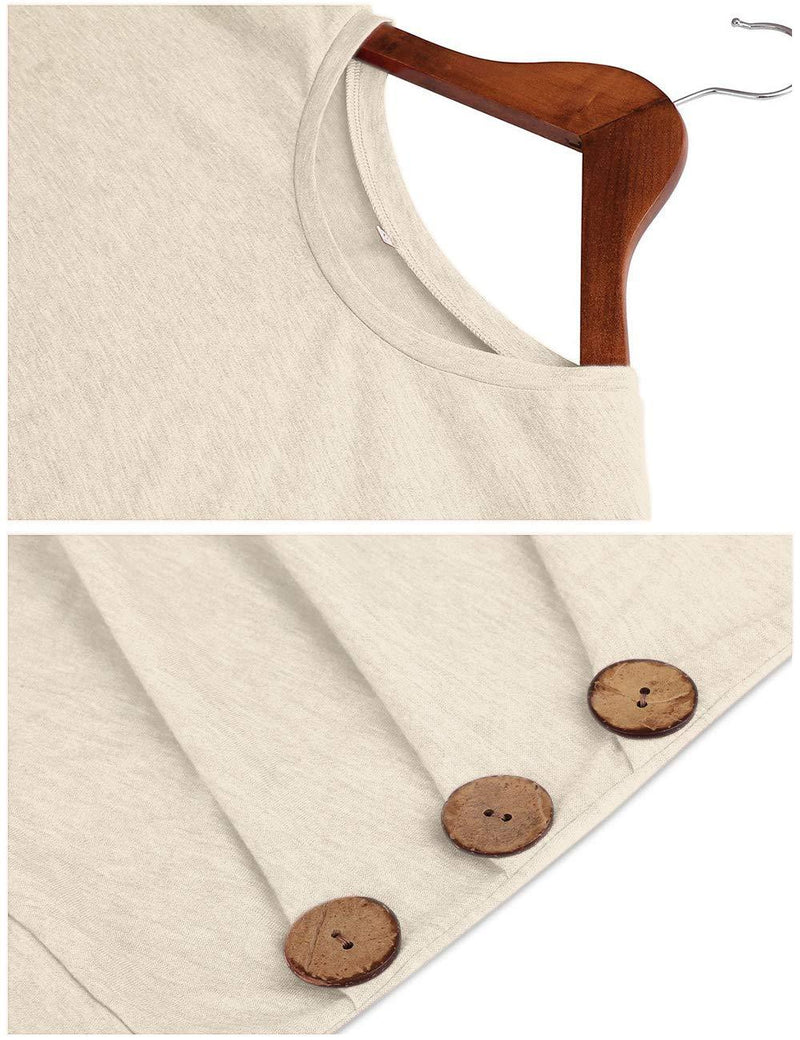 MOLERANI Women's Casual Long Sleeve Round Neck Loose Tunic T Shirt Blouse Tops X-Small Beige