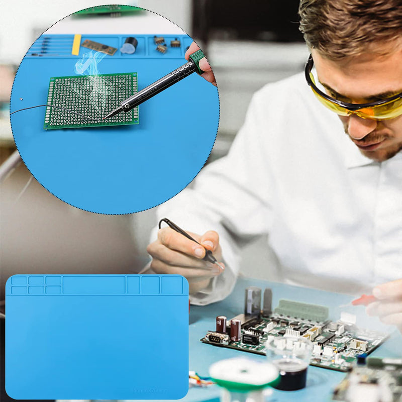 Heat Resistant Soldering Mat Silicone Soldering Mat 500℃ Heat Resistant Work Mat for Soldering Repair Tool Welding Electronic Repair Mat(30x20cm)