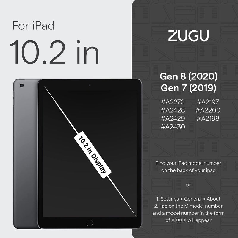 ZUGU CASE for iPad 10.2 Inch 7th / 8th / 9th Gen (2021/2020/2019) Protective, Thin, Magnetic Stand, Sleep/Wake Cover - Black (Model #s A2197 / A2198 / A2200 / A2270 / A2428 / A2429 / A2430) Black - iPad (7th/8th/9th Gen) 10.2 IN