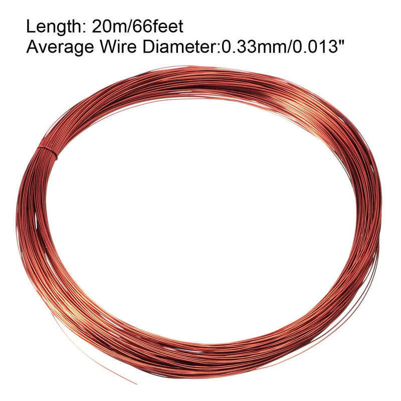 uxcell 0.33mm Dia Magnet Wire Enameled Copper Wire Winding Coil 66ft Length Widely Used for Transformers Inductors