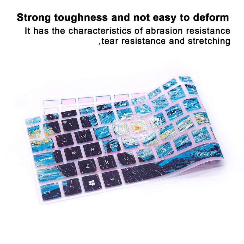 MMDW English Silicone Keyboard Cover for HP Envy x360 15.6''Series /2020 2019 Pavilion 15/Pavilion x360 15.6" Series/Envy 17 17.3" Series/Laptop 15t 17t 17-ca0011nr 17-by0040nr,Van Gogh Starry Sky Z2-Van Gogh Starry Sky