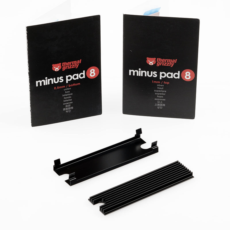 Thermal Grizzly NVMe M.2 SSD Cooler - 2x Thermal Pad, Aesthetic Black Color, SSD Heatsink M.2 - Passive Cooler to Eliminate Speed Reduction of M.2 2280 Solid State Drive