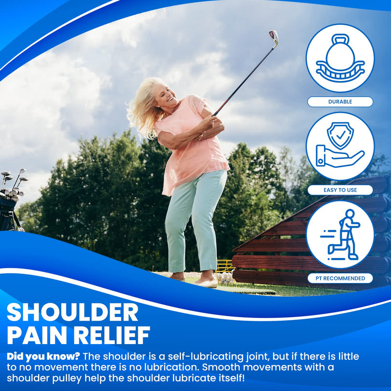 RangeMaster BlueRanger Shoulder Pulley with Patient Guide │ Aids Recovery and Rehabilitation │ Helps Enhance Pain Free Range of Motion │ Adjustable, Web Strap Door Attachment Blue