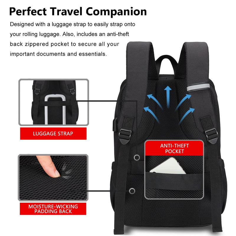MAXTOP Deep Storage Laptop Backpack with USB Charging Port[Water Resistant] College School Computer Bookbag Fits 16 Inch Laptop,Black 15.6 inch Black