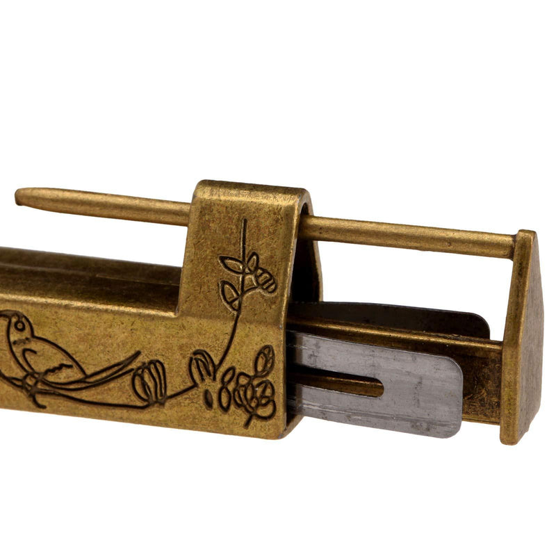 Dophee Old Style Chinese Carved Lock with Key & Pull Handle & Screws for Cabinet Jewelry Box Gift Box