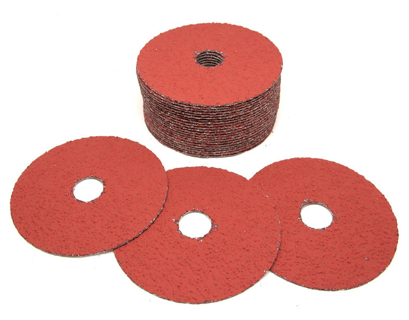 Benchmark Abrasives 4-1/2" Premium Ceramic Resin Fiber Discs with Double Resin Bond Technology 7/8" Arbor 24 Grit - 25 Pack