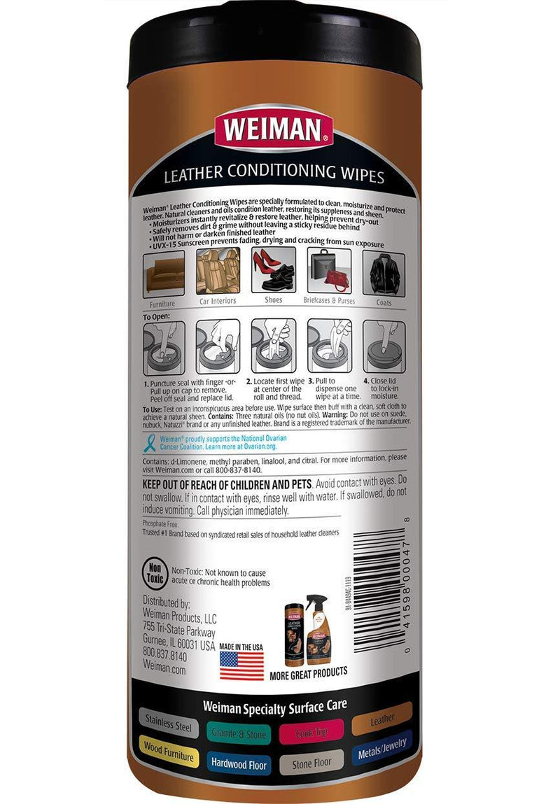 Weiman, Wipes-Non Toxic Clean, 30 Count Clear