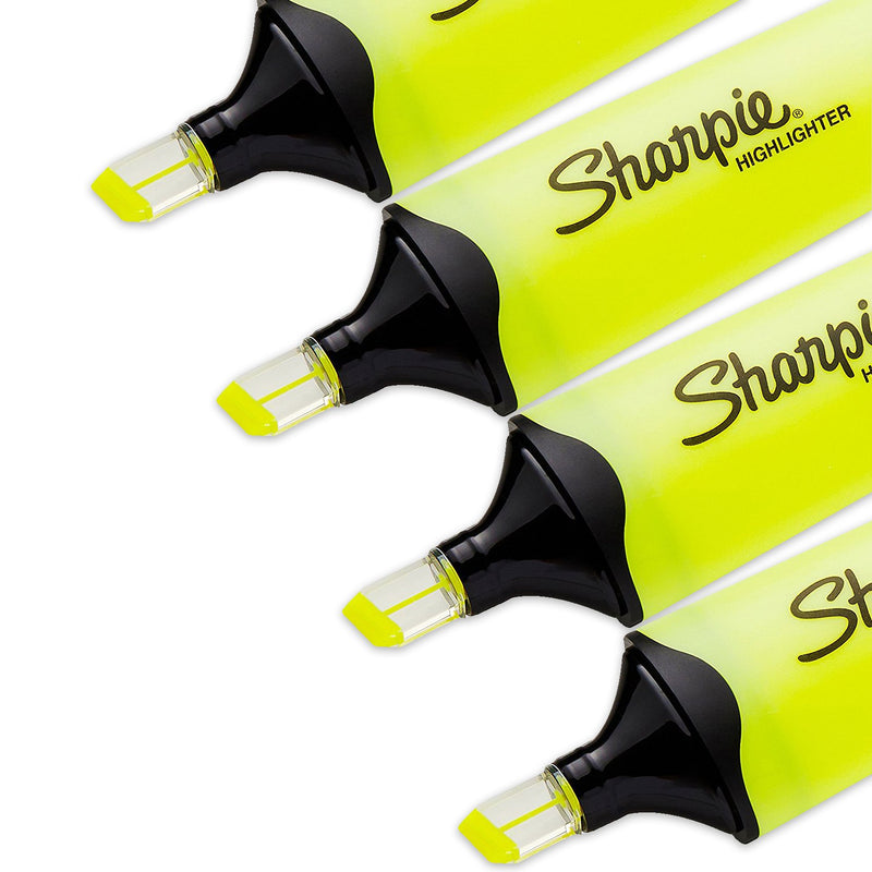 Sharpie Clear View Fluorescent Highlighters, Chisel Tip, Smear Guard Ink (Yellow, 4-Pack) 4-Count