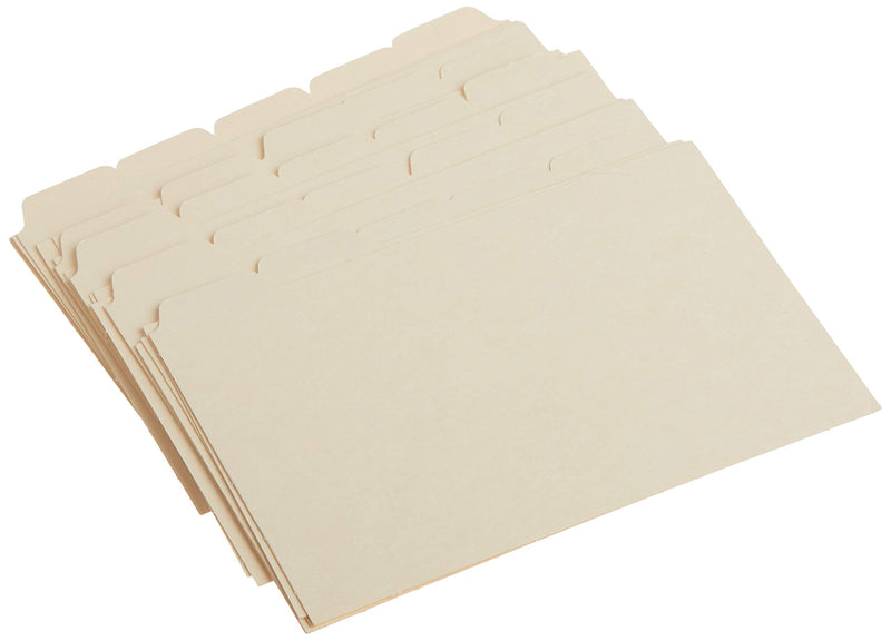 Smead Card Guide, Plain 1/5-Cut Tab (A-Z), 6"W x 4"H, Manila, 25 per Set (56076)