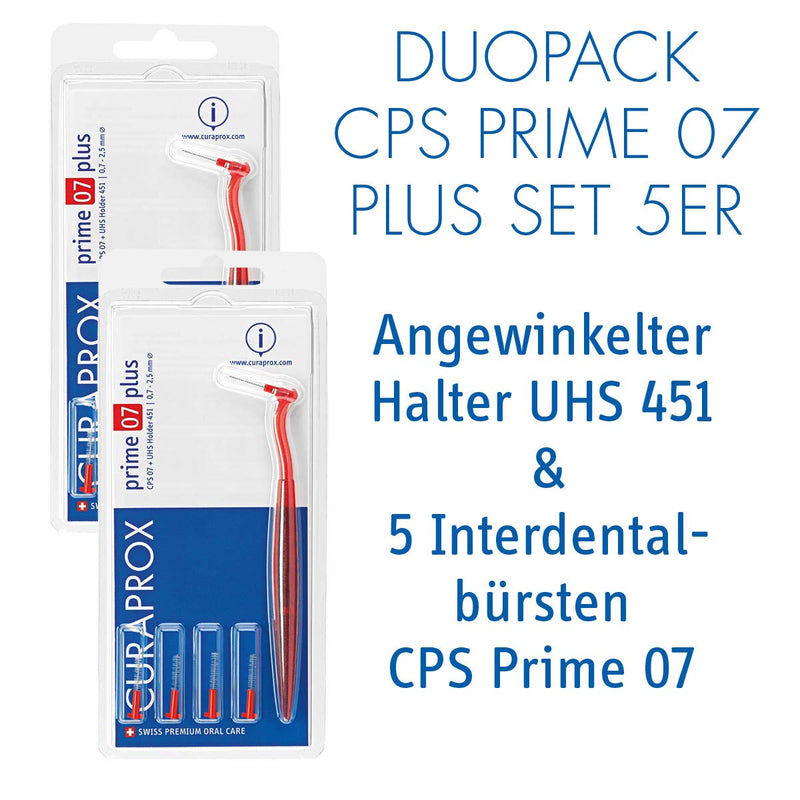 Curaprox Swiss Interdental Prime Plus CPS 07 Holder w/ 5 Brushes 0.7-2.5mm