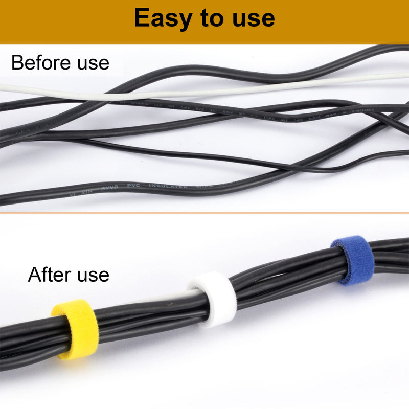 1/2 inch Reusable Fastening Tape Cable Ties Double-Sided Hook-and-Loop Cable Management Tape (Yellow 25 Yards)