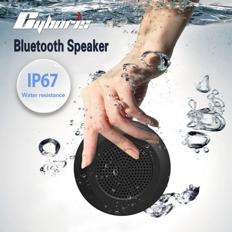 CYBORIS IPX7 Waterproof Outdoor Bluetooth Speaker Swimming Pool Floating Portable Mini Speakers Wireless 5W with Microphone & TWS for Beach, Bathroom, Home, Shower (Black) Black