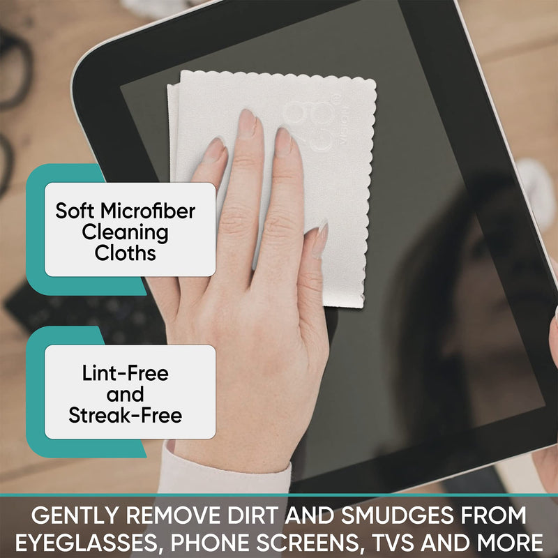 Microfiber Cleaning Cloth 12-Pack Individually Packed (6"x 7") Glasses Cleaning Cloths for Eyeglasses Phone Computer Screen Laptop Camera Lenses (10 White, 1 Grey, 1 White) 10 Black 1 Grey 1 White