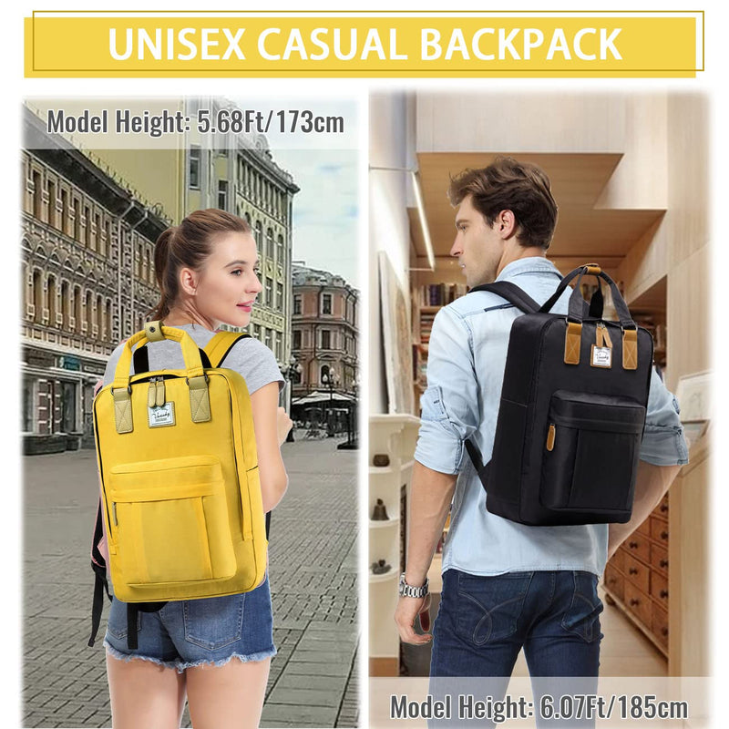 Laptop Backpack for Women,VASCHY 15.6 Inch Water Resistant College School Backpack Bookbag Casual Daypack for Teacher/Teen Girls/Business/Travel Yellow