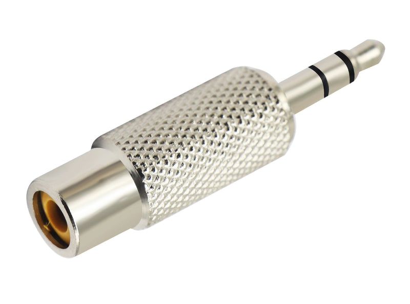 zdyCGTime RCA to 3.5MM Audio Adapter Metal 3.5mm (1/8 Inch) Stereo Plug Male to RCA Female Jack Adaptor Connector(Silver)(2 Packs, 3-Pole) 2 Packs, 3-Pole