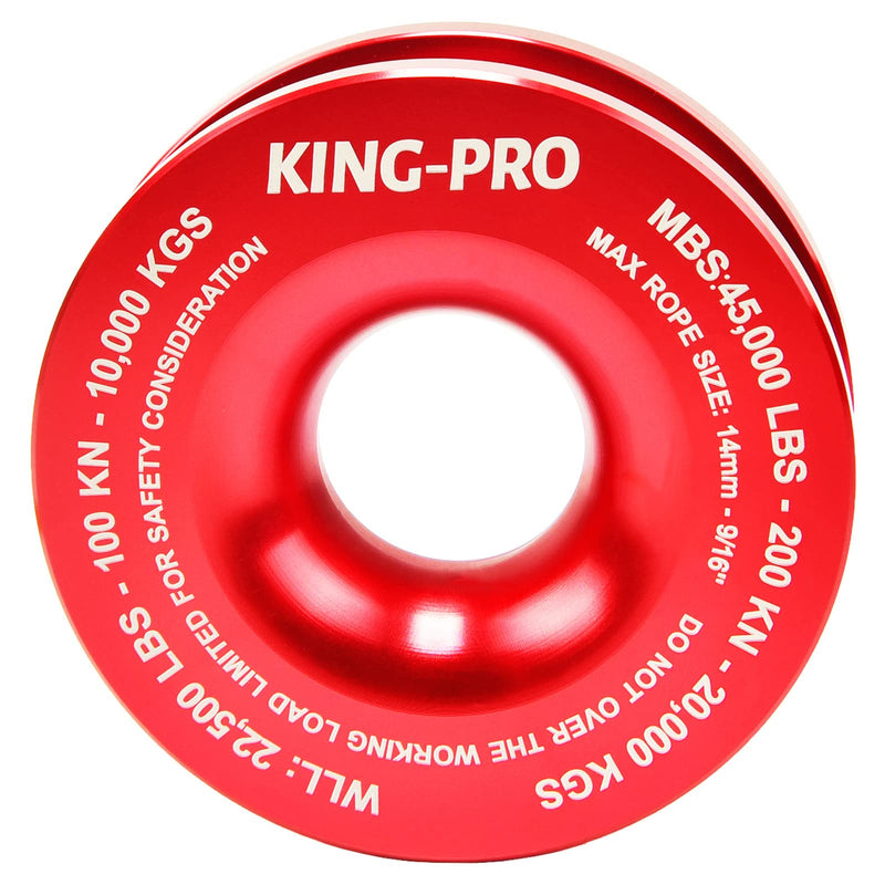 KING-PRO Snatch Recovery Ring, 45000 lbs Winch Snatch Block Pulley Towing Ring, for ATV UTV SUV Truck Off-Road Vehicle Towing Soft Shackle Recovery（Red） RED