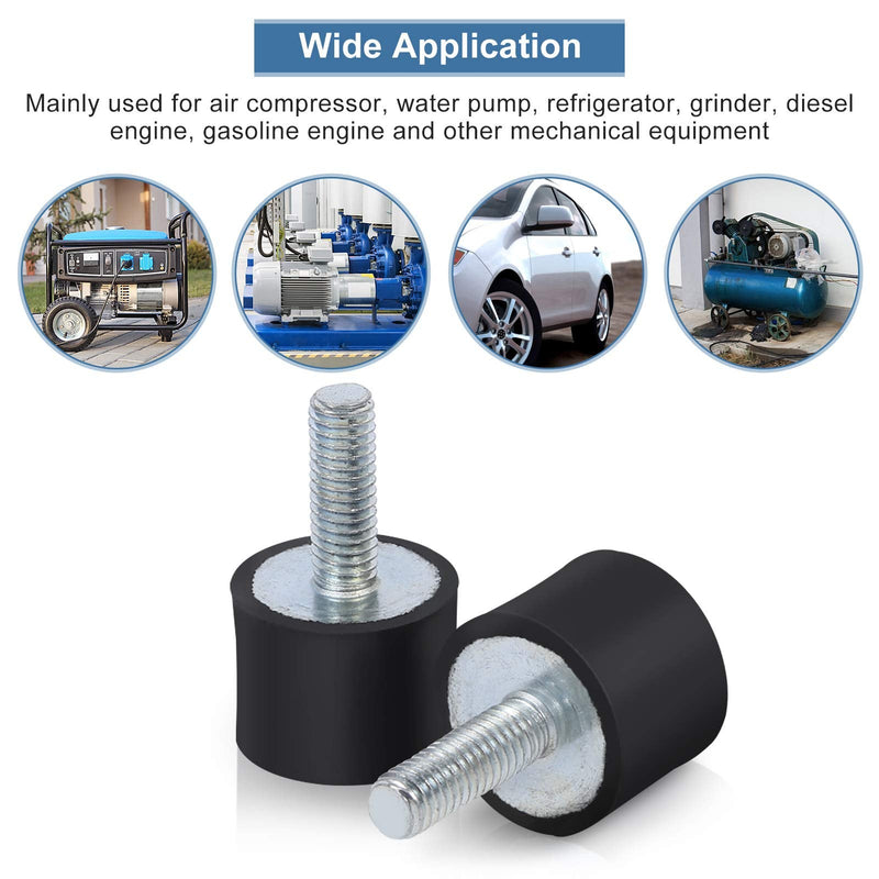 Rubber Mounts M6 M8 Cylindrical Rubber Isolator Mounts Shock Absorber Anti Vibration Mount 1/4 Shock Absorption Mount w/Threaded Stud Vibration Isolator Silentblock Car Boat Bobbins, M6 Pack of 4 VD20*15 M6*18