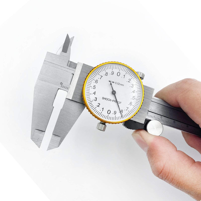 LYFJXX Dial Calipers 0-15cm(0-6") Range with 0.02mm (0.001" )High Precision Industry Stainless Steel Vernier Caliper Shockproof Metric Measuring Tool