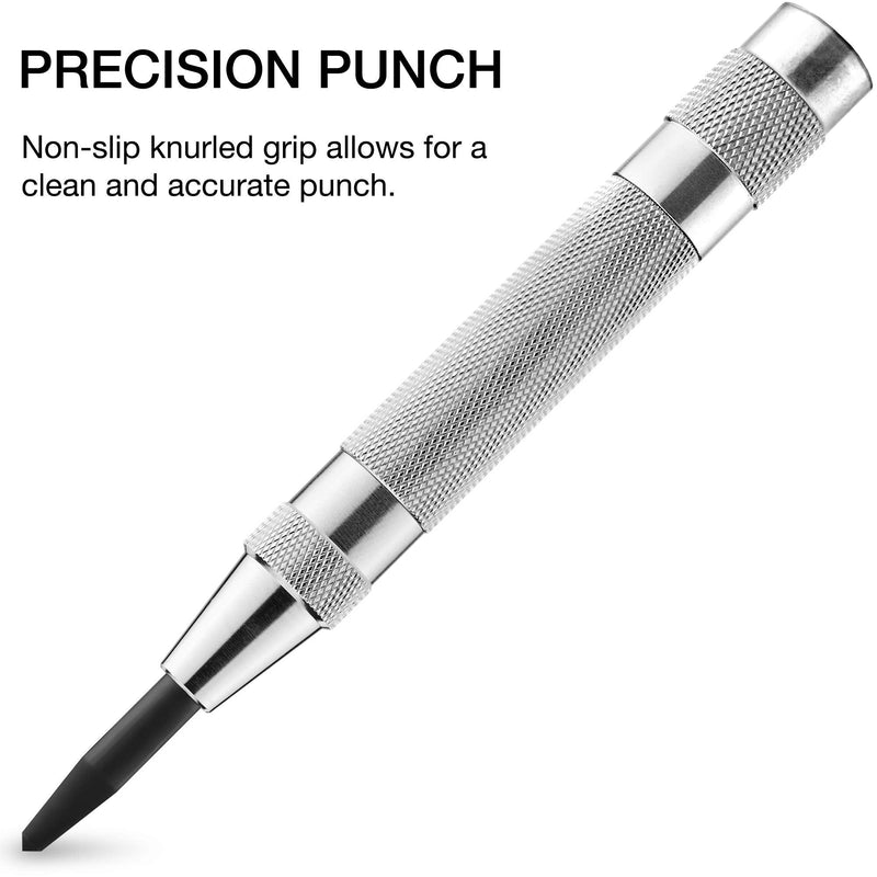 NEIKO 02639A 6-Inch Automatic Center Hole Punch with Adjustable One-Handed Spring Impact, Chrome-Plated Shank, and Premium S2 Steel Tip 6" Punch