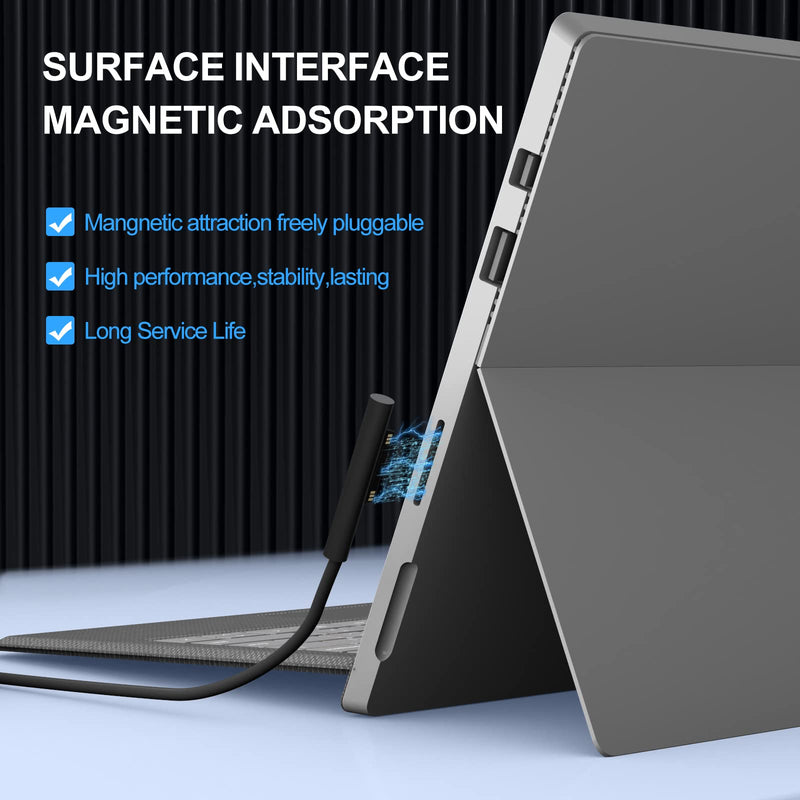 Surface Pro Charger 65W, Surface Laptop Charger for Microsoft Surface Pro 9/8/7+/7/6/5/4/3/X, Surface Laptop 5/4/3/2/1/Studio, Surface Book 2/1, Surface Go 3/2/1 with ft Power Cord