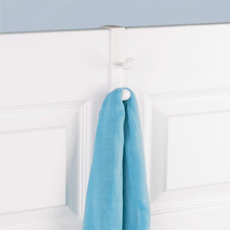 iDesign BPA-Free Plastic Over-The-Door Double Storage Hooks - 1" x 4.5" x 3", White (Pack of 3) Double Hook Set of 3