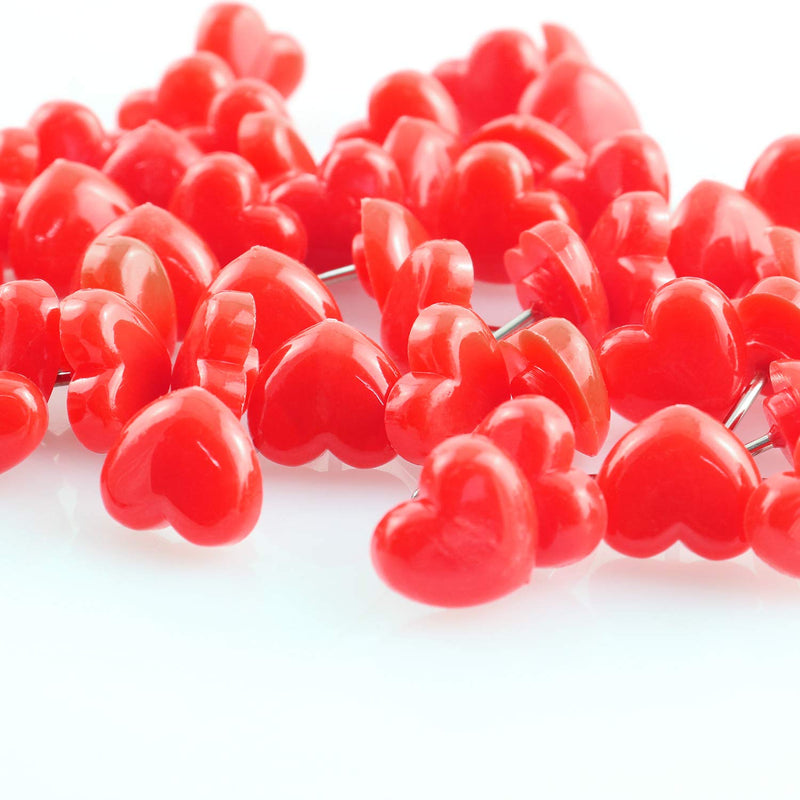 Lind Kitchen 100pcs Heart Shape Push Pins for Home School Office Notice Board Cork Board,Cute Thumbtacks Tacks Decorative Pushpins Accessories Supplies(Pink +Red)