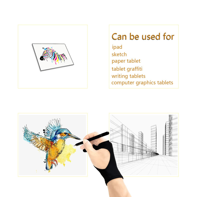 Digital Drawing Glove 2 Pack,Two-Finger Artist Glove for Drawing Tablet, Paper Sketching, iPad, Art Glove Suitable for Left and Right Hand S
