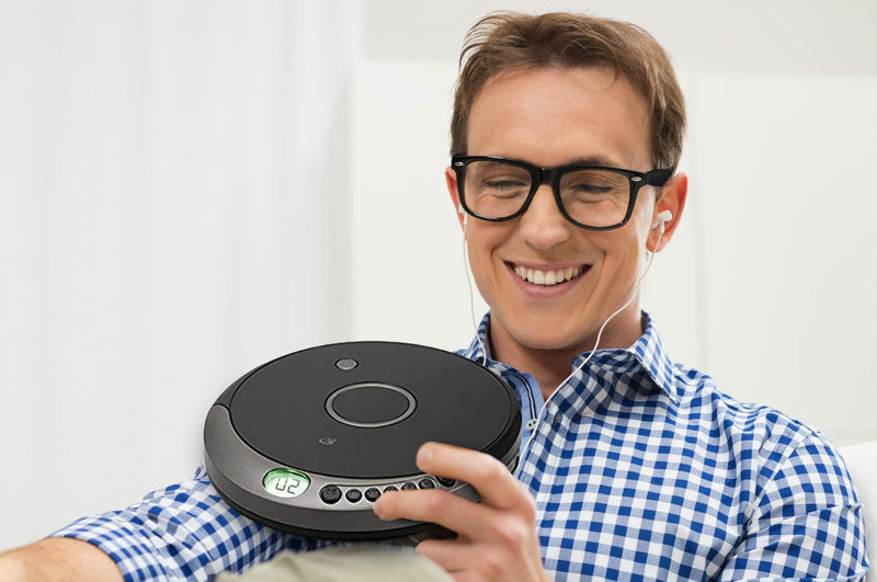 GPX Portable Personal CD Player and MP3 with Anti Skip Protection and Stereo Earbuds, Black Gray PC807BMP3U (Micro USB or 2 AA Batteries not Included)