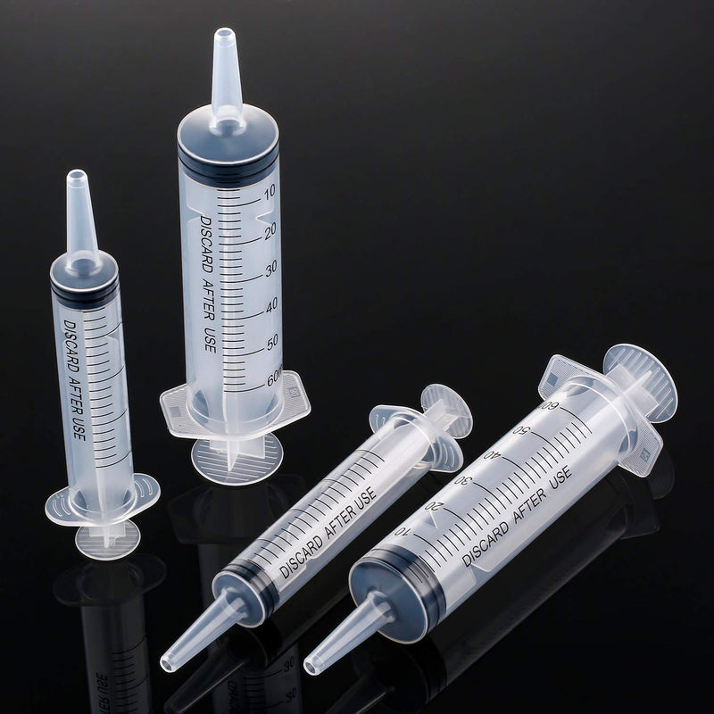 4 Packs Plastic Syringe with Measurement Oral Liquids Measuring Syringes Without Needle for Resin Epoxy Dispensing Watering Refilling