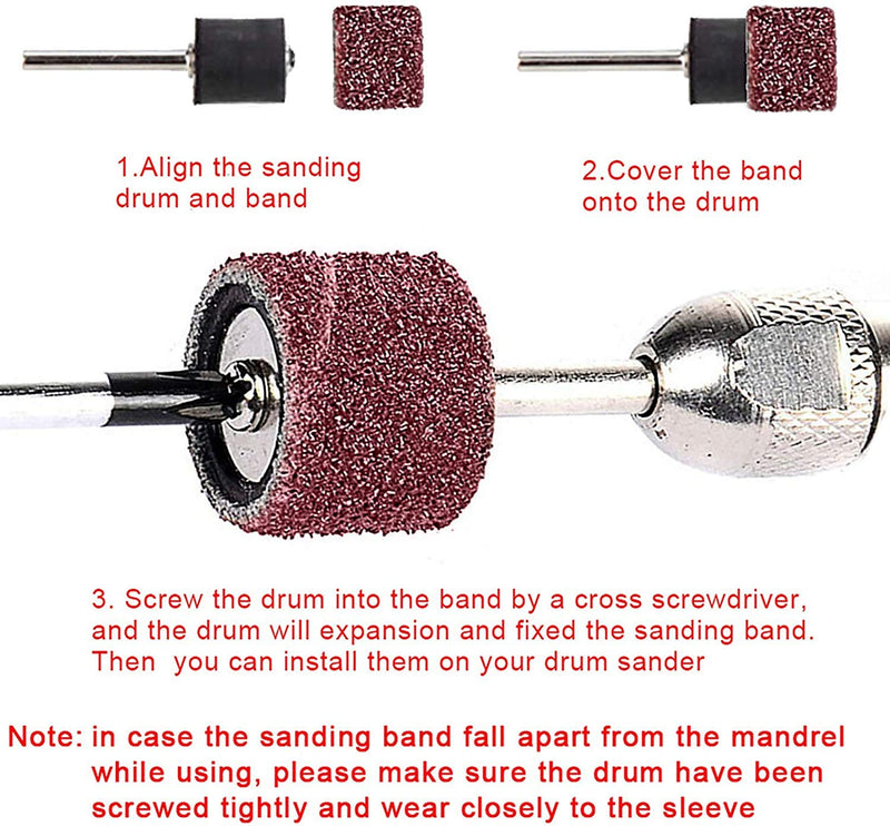 150 pieces sanding sleeves, drum sander set with 144 pieces sanding belt sleeves + 6 pieces sanding rollers for Dremel rotary tool