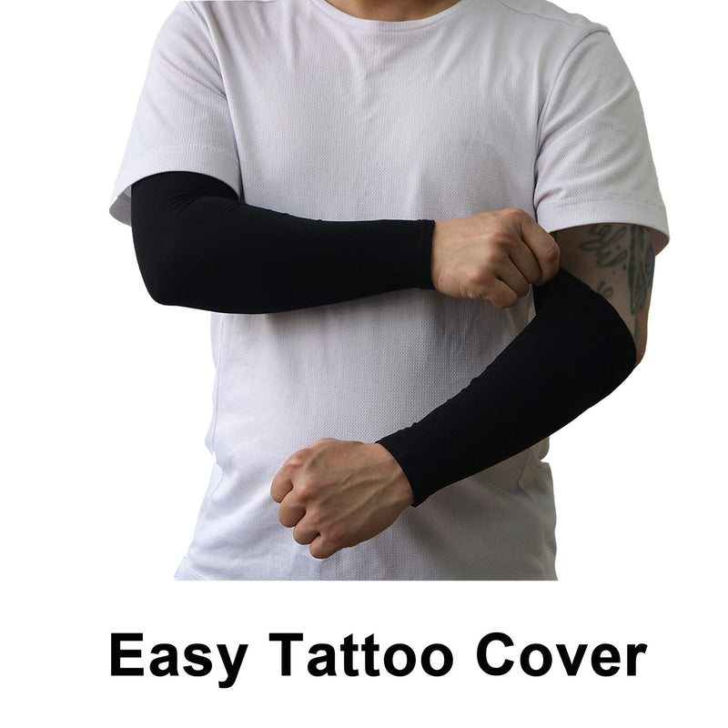 PFFY 2 & 4 Pairs UV Protection Cooling Arm Sleeves for Men and Women UPF 50 Sun Sleeve 2 Pairs Black