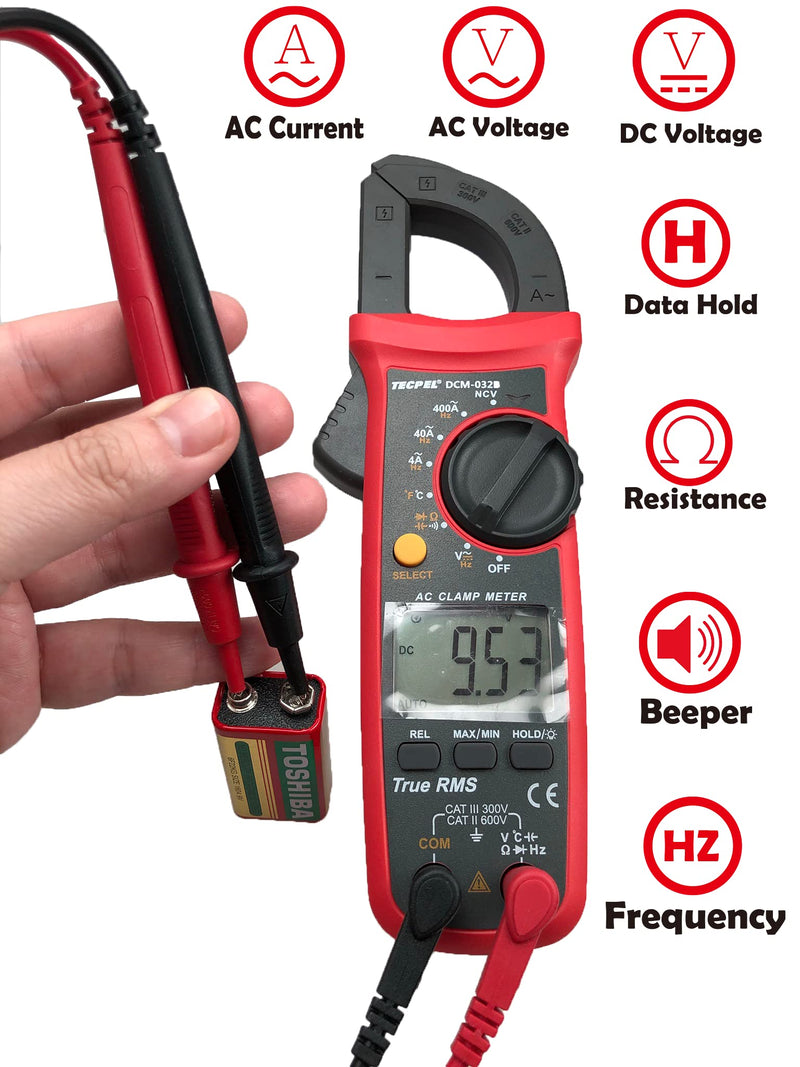 TECPEL DCM-032B 4000 Count Digital Clamp Meter (ACA/ACV/DCV)