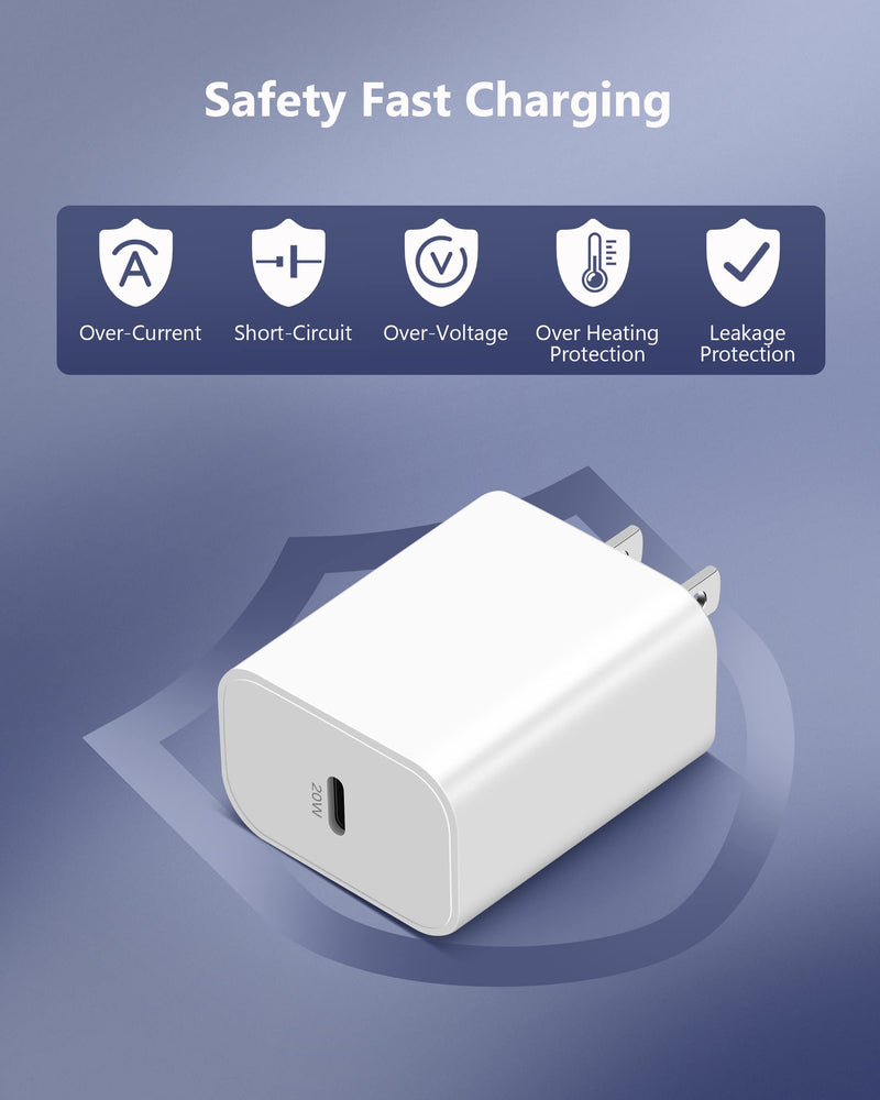 [Apple Certified] 20W USB C Fast Charger for iPad Pro 12.9/11 inch 2022/2021/2020/2018, iPad Air 5th/4th, iPad 10th Generation, iPad Mini 6, 2Pack PD Fast Charger Block with 10FT Long USB C to C Cable 10-Foot 2*Cables + 2*Blocks