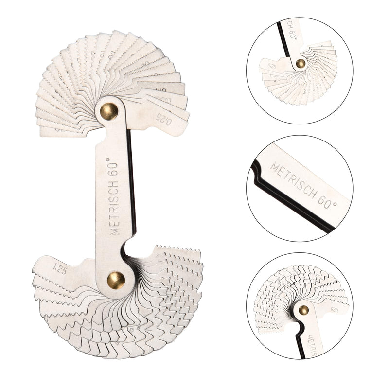 52 Sheets Metric/Whitworth Stainless Steel Thread Gauge 60/55 Degree Measuring Tool Fine Thread Measuring Tool Stainless Steel Screw Thread Pitch Gauge Thread Plug Gage Thread Cutting Gauge Tool Set