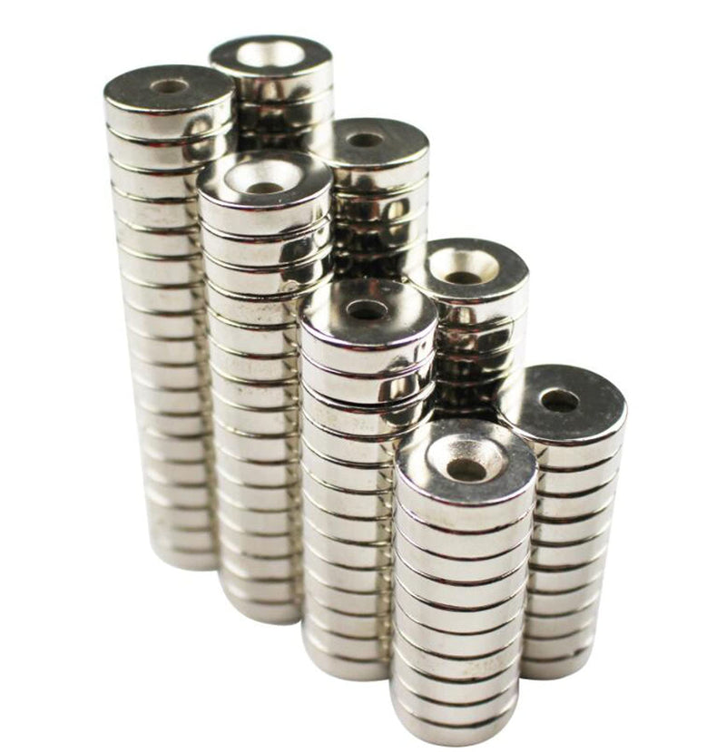 ZDYWY 30 Pieces 8 x 5mm with 3mm Countersunk Hole Permanent Disc Rare Earth Fastener Magnets Refrigerator Neodymium Magnets - 0.32 inch D x 0.2 inch H with 0.12 inch D Screw Hole