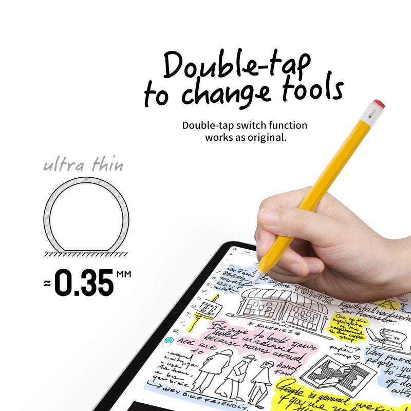 ELETIUO Silicone Case for Apple Pencil 2nd Generaion Cover,Protective Holder Grip Sleeve with Cap Accessories Compatible for iPad Pro 11 12.9 inch,Yellow Yellow